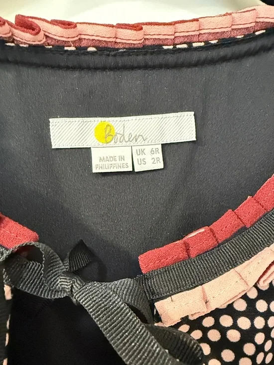 Boden Womens Pink and Black Printed Long-Sleeve Shift Dress - Picture 2 of 3